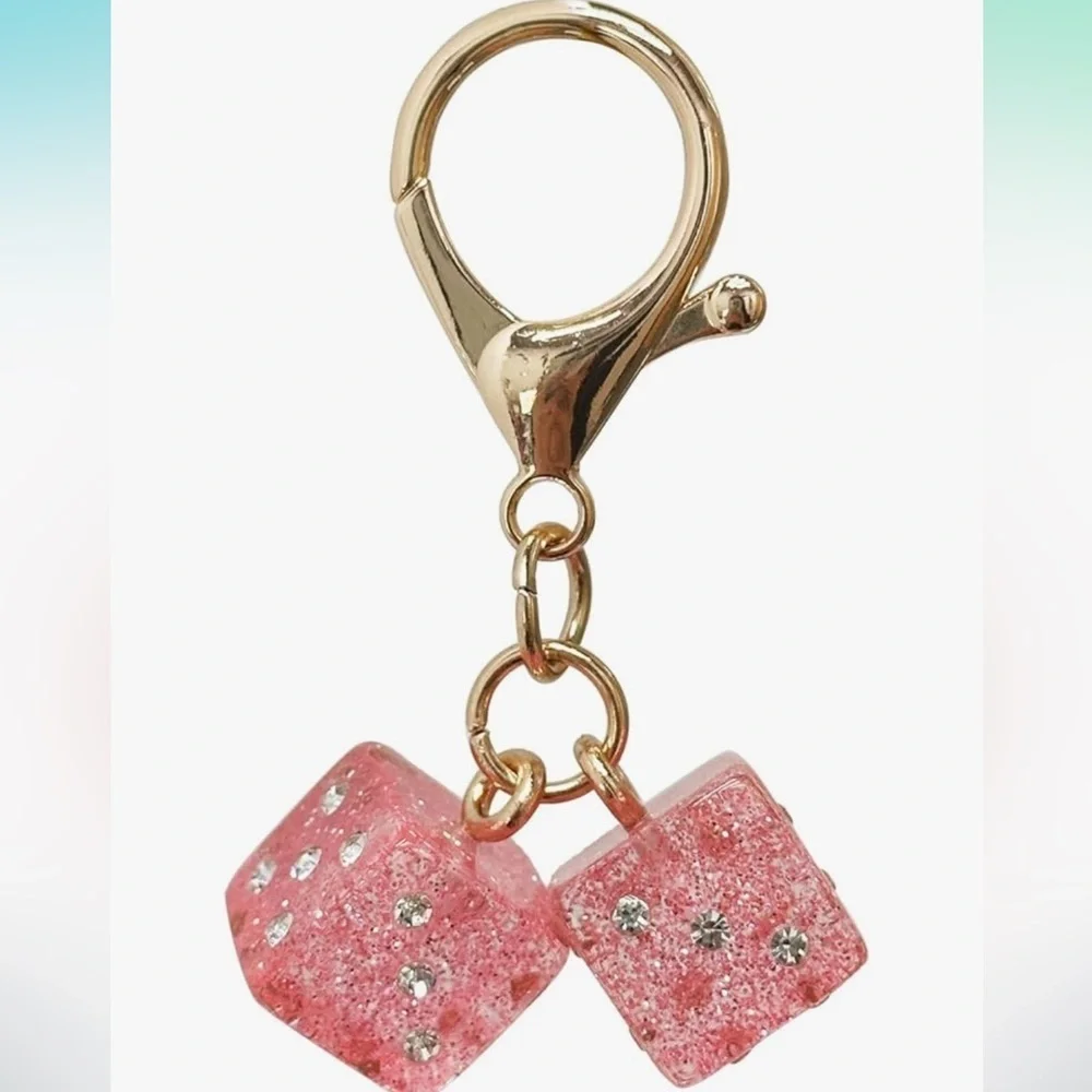 Pink Dice purse charm accessories Keychain bag Charm